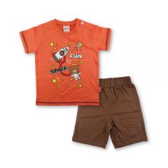 Bebe Round Neck Short Sleeve Tee with Bottom Pants (CBN23S060) - ORANGE