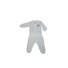 Tenderly Long Sleeve Front Opening & Long Pant With Diaper Cut Suits (91423103623) -White