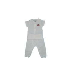 Tenderly  Short Sleeve Front Opening & Long Pant Diaper Cut Suits (91423203621) - White