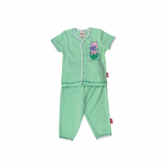 Bebe Front Opening Short Sleeve Tee With Long Pants - Green (CBN2130202)