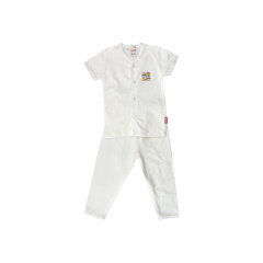 Bebe Front Opening Short Sleeve Tee With Long Pants - White (CBN2233303)