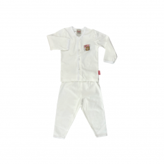 Bebe Front Opening Long Sleeve Tee With Long Pants - White (CBN2233304)