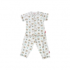 Bebe Front Opening Short Sleeve Tee With Long Pants - White (CBN2233502)