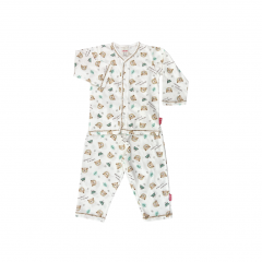 Bebe Front Opening Long Sleeve Tee With Long Pants - White (CBN2233503)