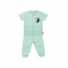 Bebe Front Opening Short Sleeve Tee With Long Pants (CBN2235302-MNT-3M) - Mint
