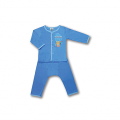 Cuddles Baby Long Sleeve & Long Pant Single Jersey Suit Set (BSW1003) - Blue