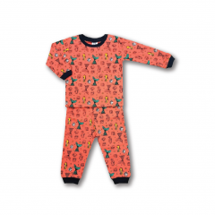 Cuddles Baby Girl Full Print Long Sleeve Long Pant Pyjamas Suit Set (PGW002) - Coral-6-12M