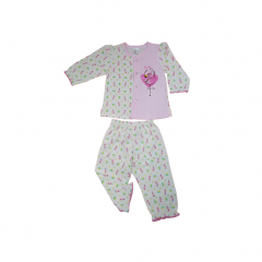 Tenderly Long Sleeve Tee Front Opening & Long Pant With Diaper Suits (91423103570) - Pink