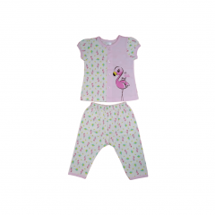 Tenderly Short Sleeve Tee Front Opening & Long Pant With Diaper Suits (91423203569) - Pink