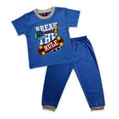 CUDDLES TODDLER BOY FASHION PYJAMAS SUIT SET (BSW1007) - LIGHT BLUE