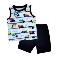 Cuddles Boy  Fashion Singlet Suit Set  (BSW1108) - Full Print