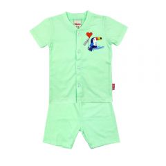 Bebe Front Opening Short Sleeve Tee With Bermuda Pants (CBN2235301) - Mint