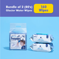 Hoppi Glacier Water Wipes 80's x 2packs