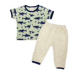 Baby Hippo Boy Infant Suitset Short Sleeve (HFS0224-23006) - Olive