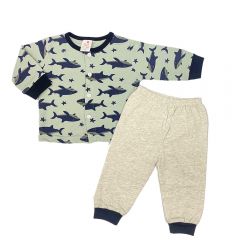 Baby Hippo Boy Infant Suitset Long sleeve (HFS0224-23007) - Olive