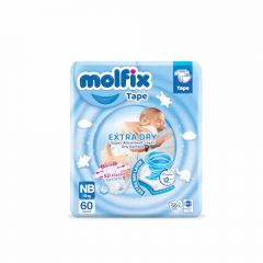 Molfix Extra Dry Tape Diaper Super Jumbo Pack (NB60)