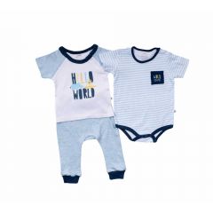 Baby Hippo 3 in 1 Infant Boy Suitset HFI1222-49003 - Blue